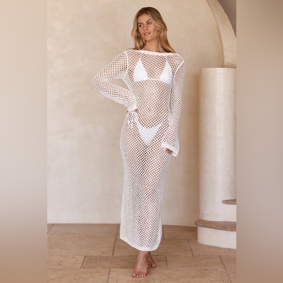 Monday Swimwear Cozumel Dress in White Crochet (NWT) - Picture 1 of 8